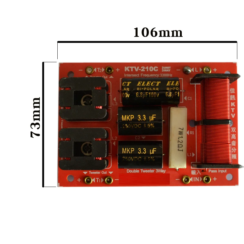 HIFIDIY KTV-210C 2 Way 3 speaker Double treble (Tweeter*2+ bass) Unit HiFi KTV Speakers audio Frequency Divider Crossover Filter