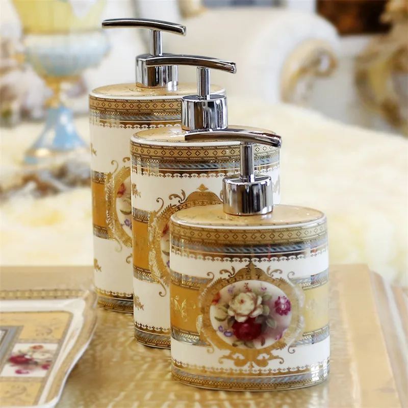 Bathroom Accessories Set Ceramic Soap Dispenser Toothbrush Holder & Gargle Cups Soap Dishes Lavatory 8 Pieces Set Wedding Gift