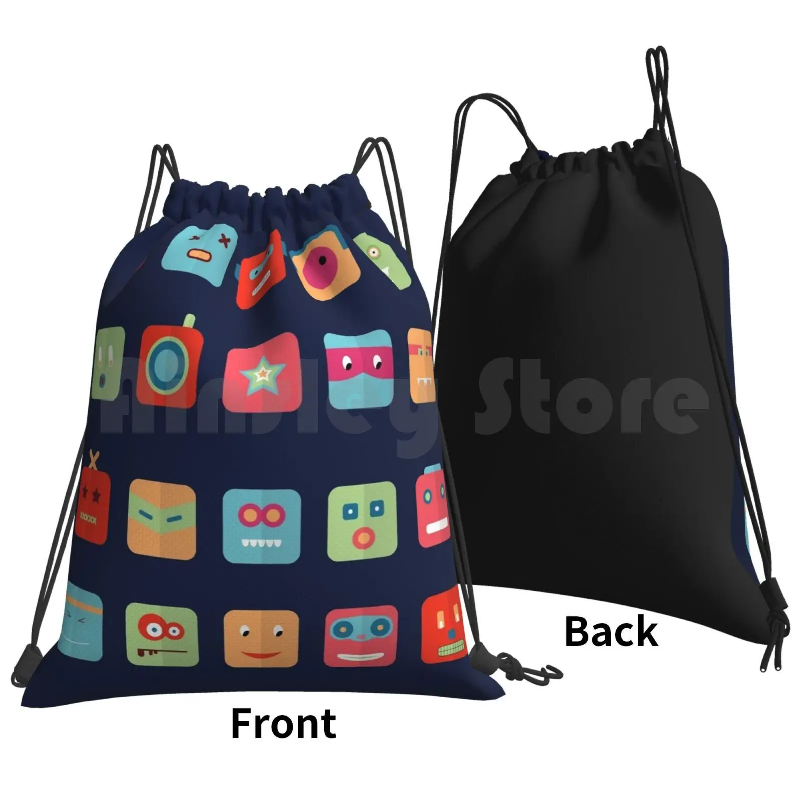 Static Robotitos Backpack Drawstring Bags Gym Bag Waterproof Robots Robotina Characters Superhero Friends Friendship All