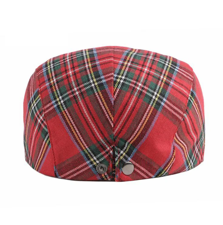 Fashion Fine Stripe Lattice red beret Hat Women Men Spring Summer Plaid Visors Red Green Blue Duckbill Herringbone Flat Cap