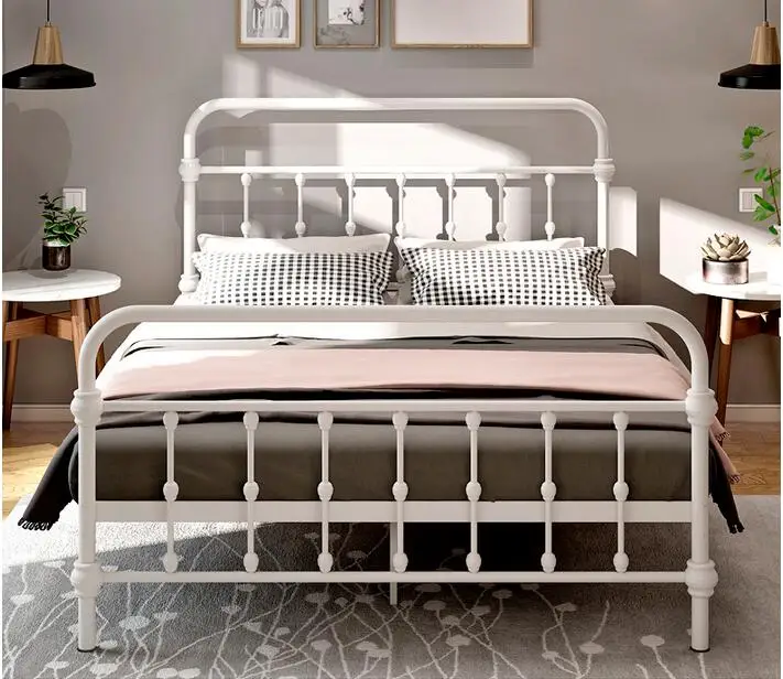 Modern simple pastoral European-style iron sheets, apartment, dormitory, iron frame bed, 1.2m, 1.5m, double iron frame bed