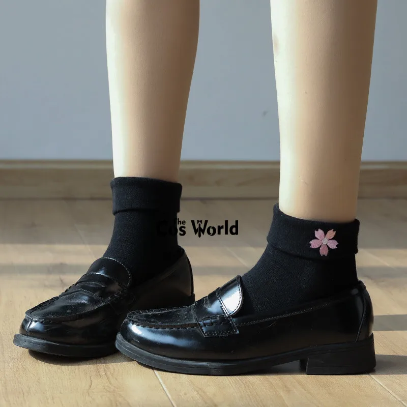 Japanese Girl's Spring Autumn Sakura Embroidery Socklet Mid-calf Socks For JK School Uniform Student Clothes