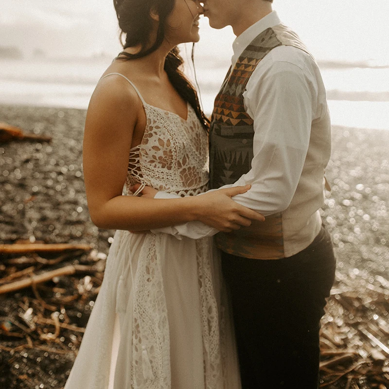 Vestido de novia bohemio de playa con tirantes finos, Espalda descubierta, recorte con cordones, envío directo, destino, cuello en V, vestido de novia de gasa de talla grande