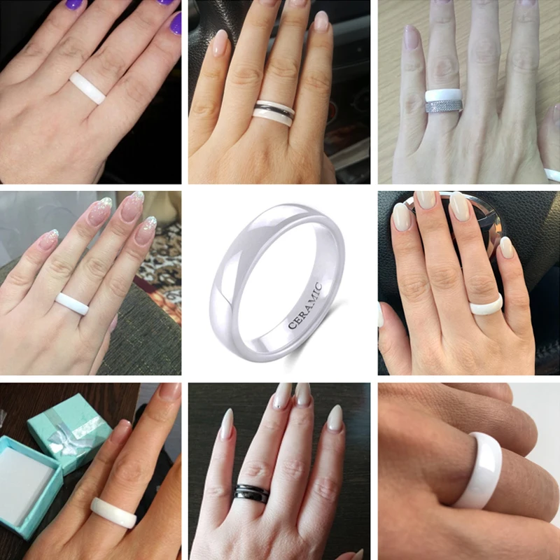 Tigrade 2/4/6mm Weißer Keramikring Schwarz Hochzeit Verlobungsring Männer Frauen Ringe Minimalistische Mode Besondere Anillos Sanft