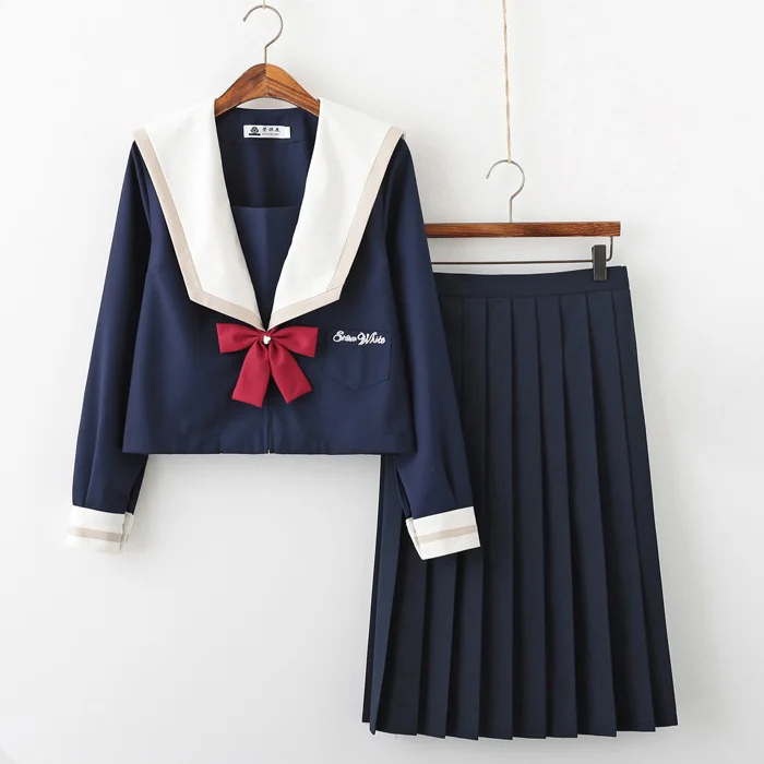 Sneeuw Witte School Uniformen Meisjes Navy Student Pak Korte Lange Mouw Japanse Cosplay Zoete Lolity Jk College Sailor Uniform