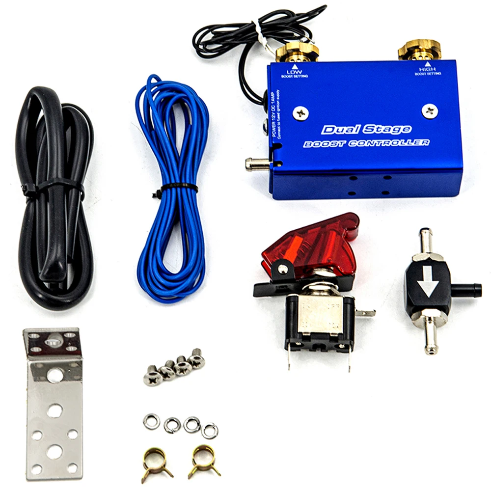 Uniwersalny regulowany wyścigi dwustopniowy elektroniczny Turbo turbosprężarka Psi regulator Boost Kit/w przełącznik akcesoriów samochodowych