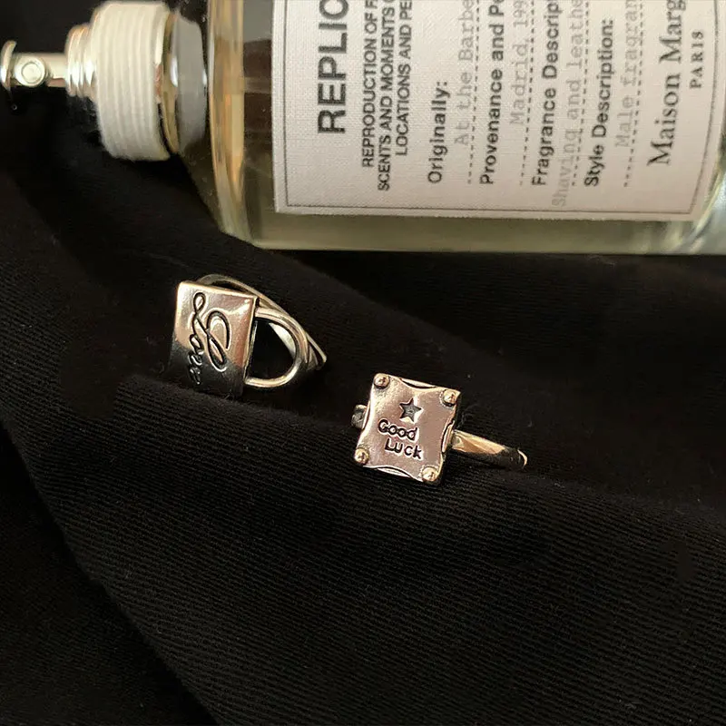 LIVVY Silver Color New Trendy Simple Ring for Women Fashion Creative Letter Square Lock Ring Birthday Party Jewelry Gift