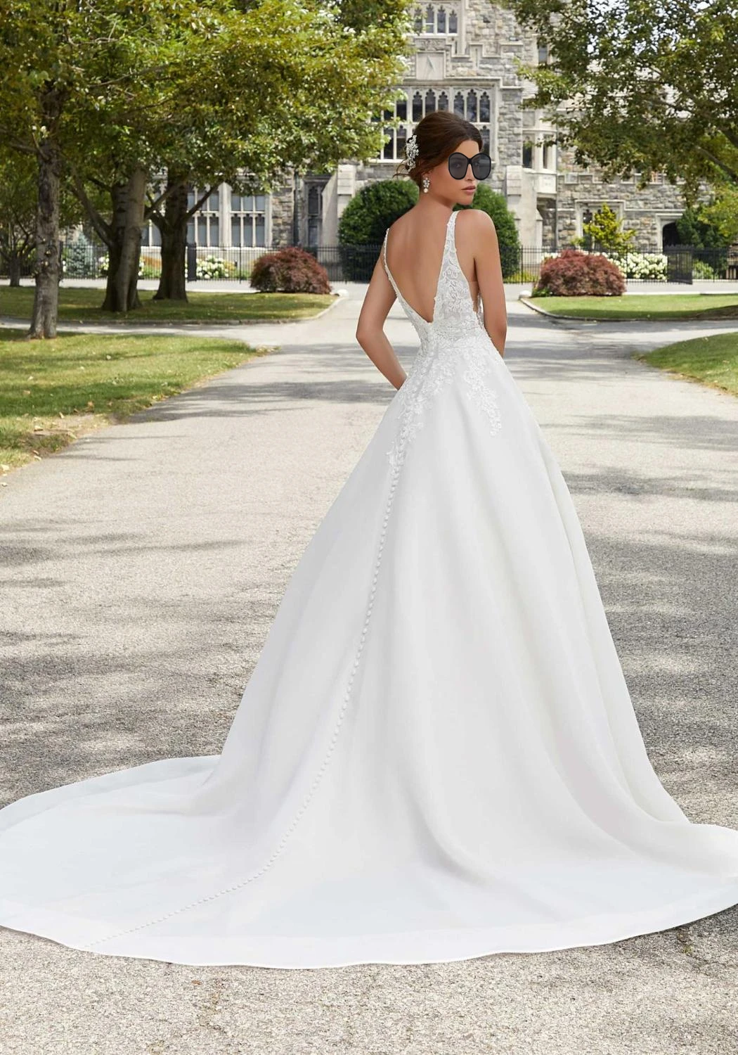 Einfache EINE Linie Hochzeit Kleid V Neck Spitze Mieder Weiß Satin Illusion Brautkleider Für Braut kleider Können Nach