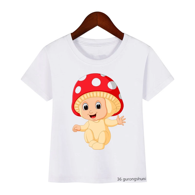 Children Clothing Boy/girl T-shirt kawaii Funny Mushroom Cartoon Print Kids T Shirt Summer Fashion New Shirt Kids Clothes