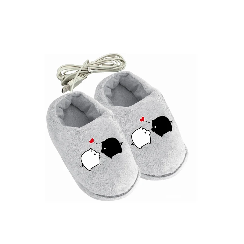 1 Pair Soft Electric Heating Pad Slipper USB Foot Warmer Shoes Cute Pig Christmas Gift Practical Safe and Reliable Plush Present