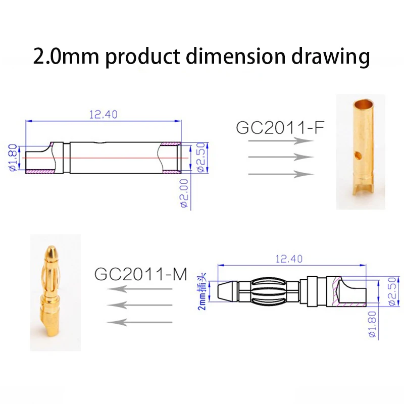 10pcs Amass 2.0mm 3.0mm 3.5mm 4.0mm 5.5mm Gold Bullet Banana Connector 6.0mm 8.0mm plug for RC Battery 5pairs