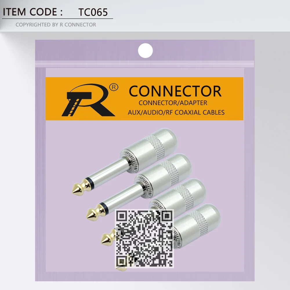 Conector de Pedal de Efeitos de Guitarra Banhado a Ouro Microfone Plug Jack Estojo de Liga de Zinco Conector Masculino Mono Estéreo 10PCs 6,35mm, 1