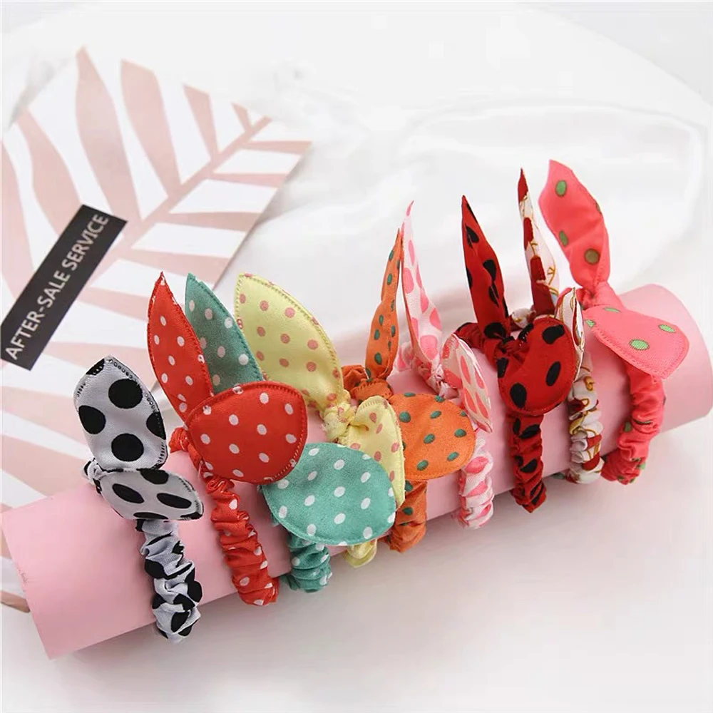 Diademas elásticas con Orejas de conejo para niña, accesorios para el cabello, lazos para el cabello, 20 piezas