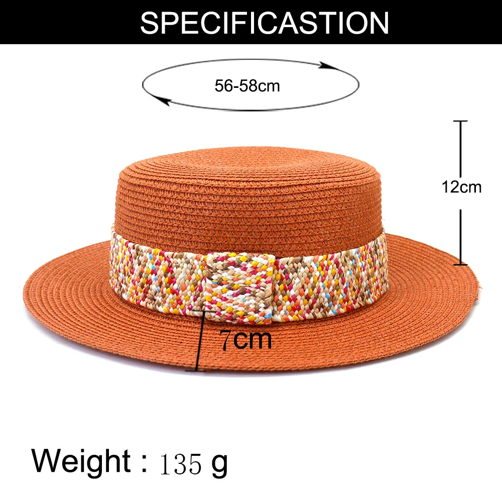 Multi-color beach hat new size adjustable male and female color sun hat straw hat flat-top macaron color кепка мужская