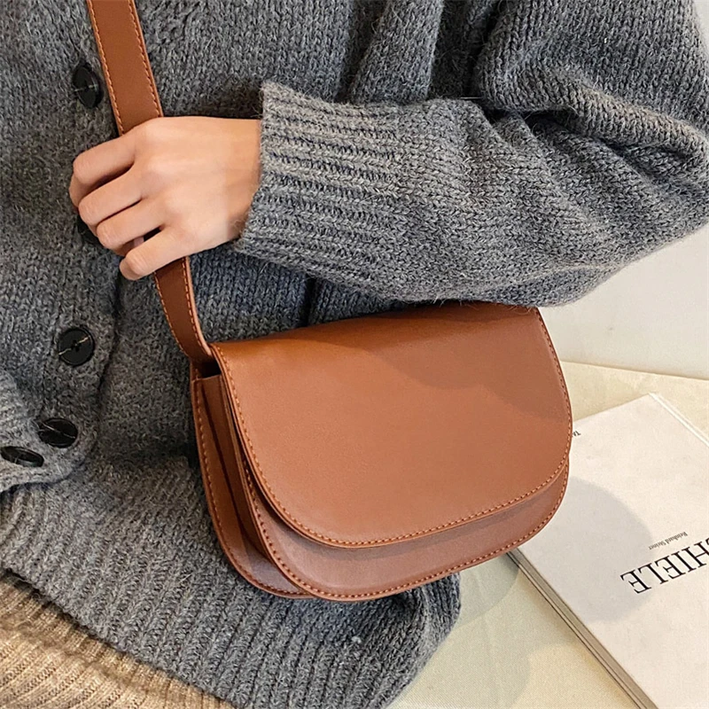 Simple Fashion Crossbody Bags for Women 2021Winter New Waist Pack Solid Color Ladies Handbags Mini Saddle Bag Brand Shoulder Bag