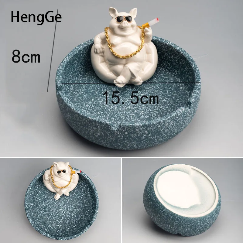 Creativity Rich Pig Ashtray Ceramics Funny Pigs Shape Cigar Ashtrays Ifts for Boyfriend Home Living Room Storage Ornaments