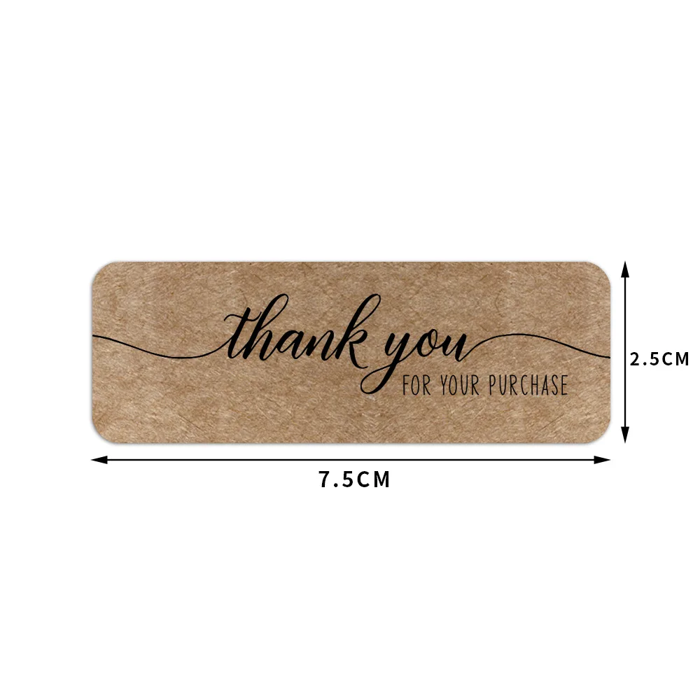 120pcs/roll 2.5*7.5cm Rectangle Craft Thank You Stickers Handmade Sticker Seal Labels Thank You for Your Order