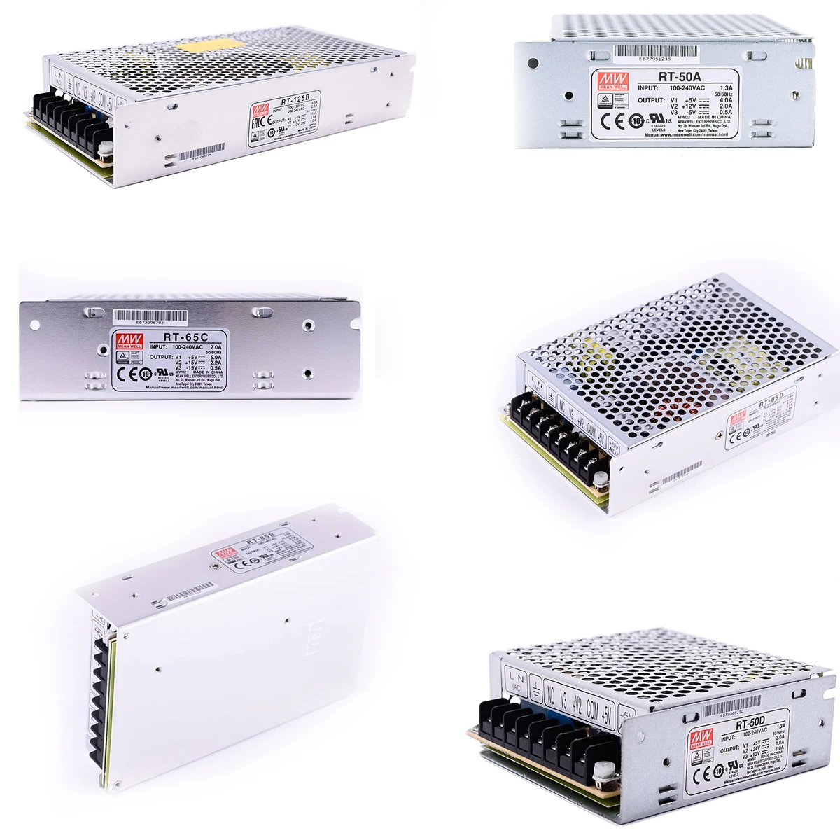 (Meanwell)RT-50A/50B/50C/50D/65A/65B/65C/65D/85A/85B/85C/85D/125ABCD Triple Output Power Supply SMPS 300VAC  5V12V-5V5V24V-12V