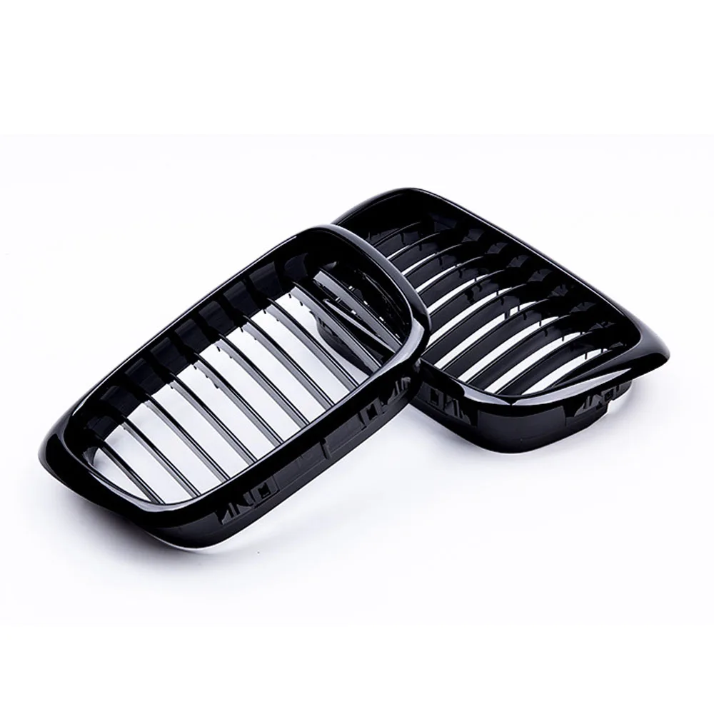 2PCS Front Bumper Kidney Grille Glossy Black Single Line One Slat for BMW 5 Series E39 M5 1999-2004 Car Styling Racing Grill