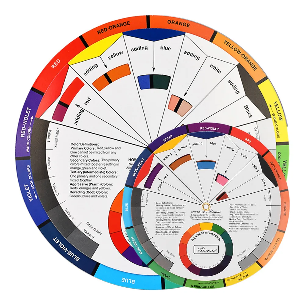 

Color Mixing Wheel Chart Round Central Circle Rotates for Select Colour Mix Pigments Swatches Professional Tattoo Accessories