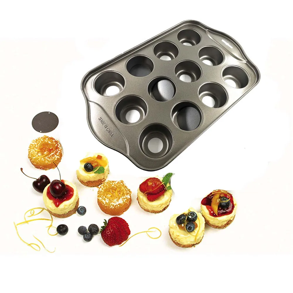 Cake Muffin Pan Mini Cheesecake Pan 12 Cavity Cupcake Baking Tray Springform Pan Cake Form Mold Metal Oven Tray Bakery Tools