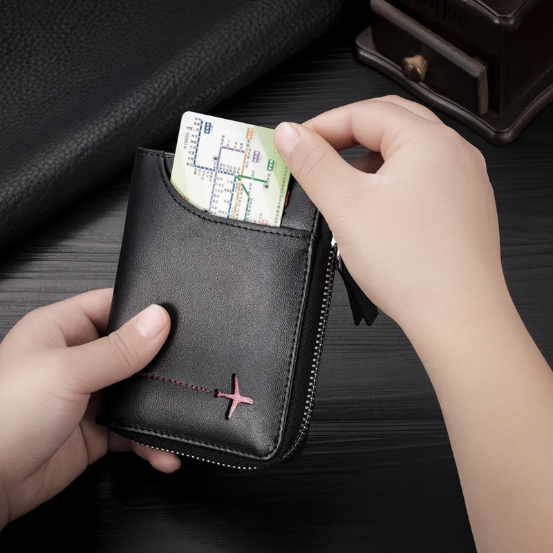 Portefeuille Rfid en cuir véritable pour hommes, porte-cartes, poche à monnaie, carte d\'identité et carte de crédit, porte-monnaie de luxe pour