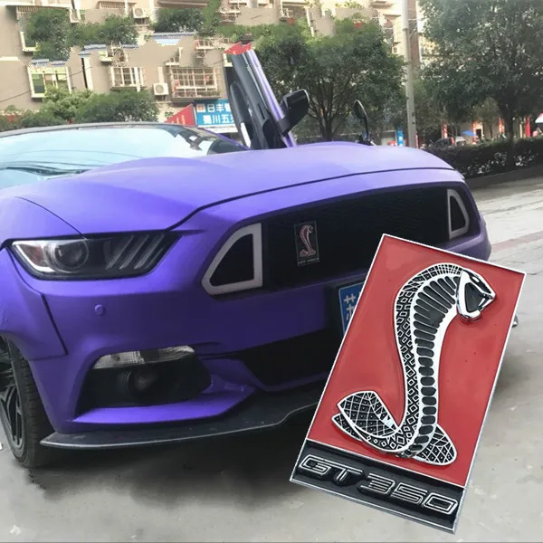 1 Pcs 3D Metal  Snake Cobra front grille emblem Side Fender Rear Trunk Car Sticker Grill Badge For  Shelby GT350