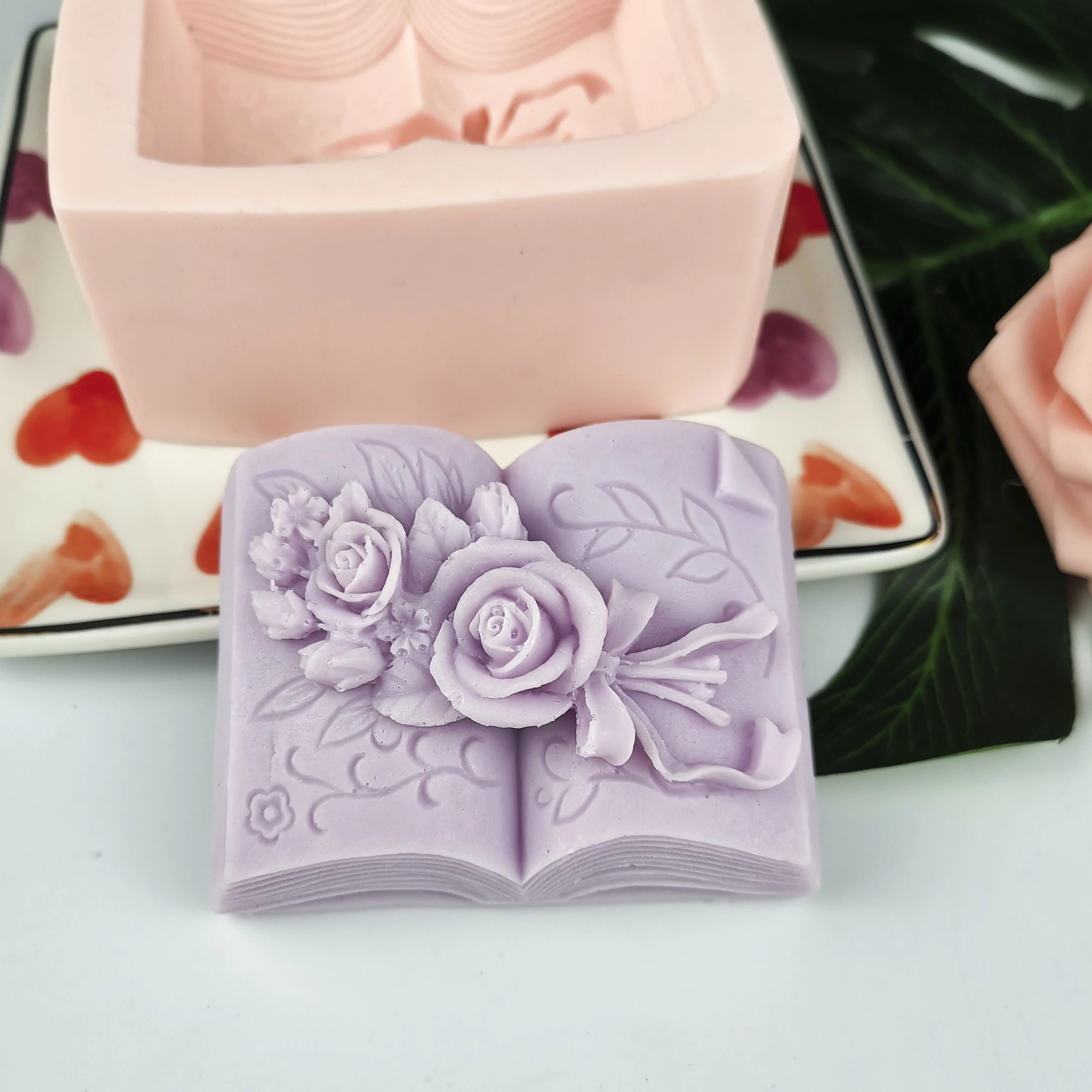 PRZY Soap Molds Fondant Soap Mould Silicone The Book Of Flowers And Roses Molds Handmade Mold Clay Resin Candle Mould