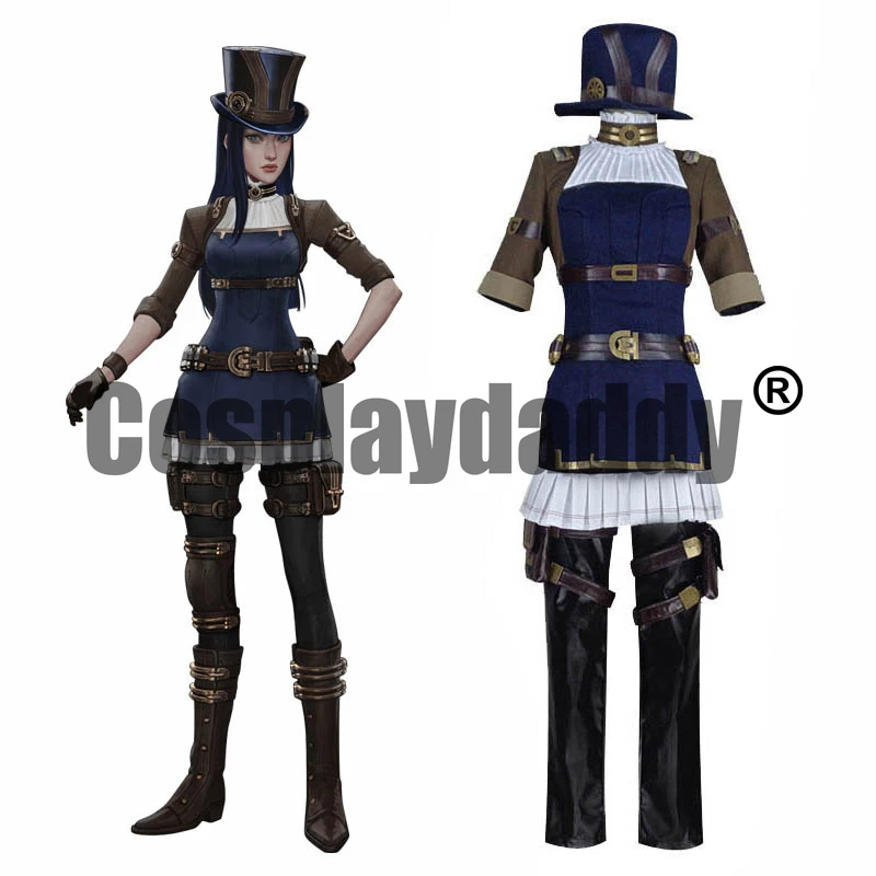 LOL Warriors the Sheriff of Piltover Piltover's Finest Caitlyn Uniform Outfit Game Halloween Cosplay Costume S002