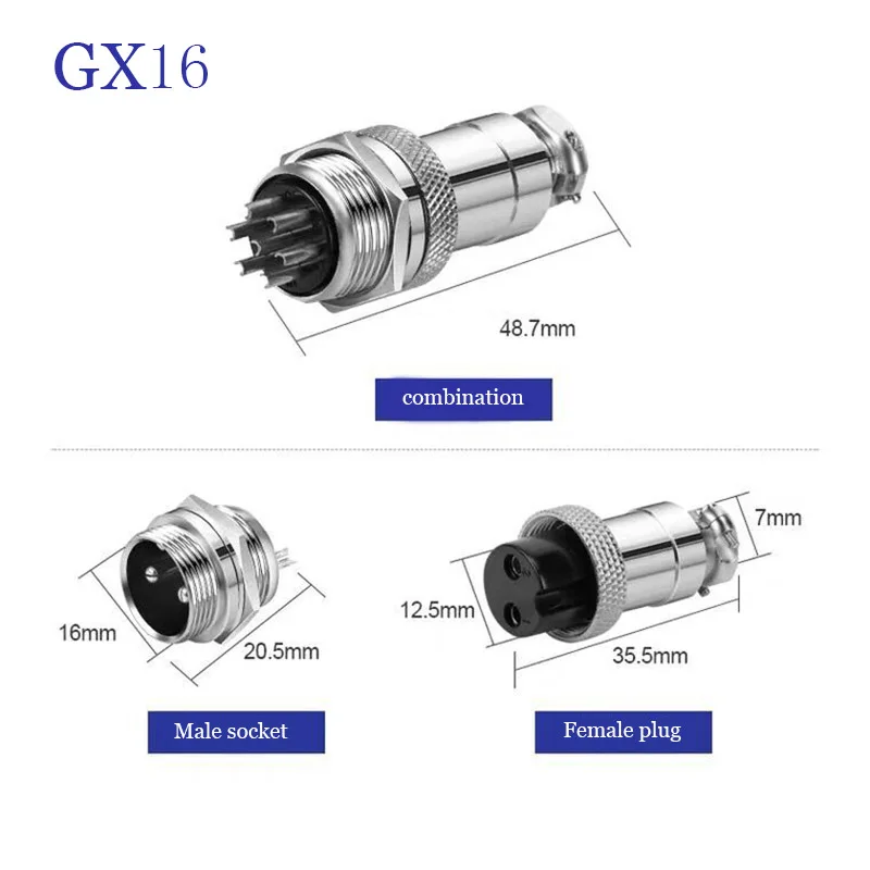 1set Mini aviation plug GX16 2/3/4/5/6/7/8/9/10 Pin Male & Female 16mm Circular Aviation Socket Plug Wire Panel Connector