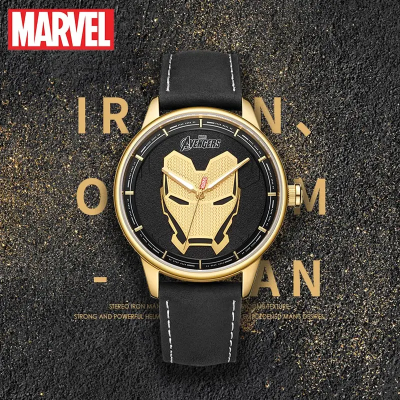 

Marvel Quartz Waches For Men The Avengers Iron Man 3D Helmet Cartoon Reloj Hombre Mysterious Code Watch Orologio Da Polso Uomo