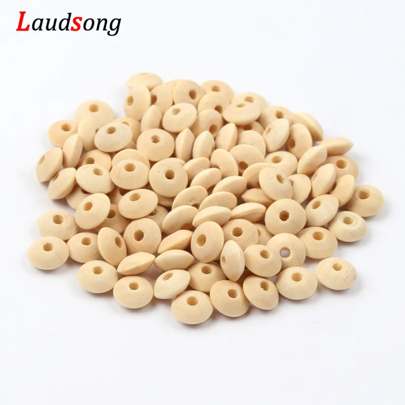 Various Lentils Shape Silicone Wood Beads Round Loose Spacer Beads For Jewelry Making DIY Necklace Bracelet Accessories