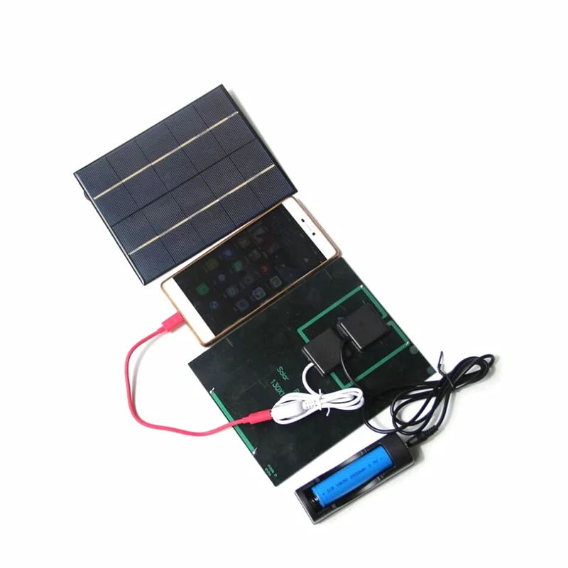 Panel solar de 5V y 3,5 W para piscina, placa de carga para teléfono móvil, puede cargar 18650 baterías recargables con funda 18650