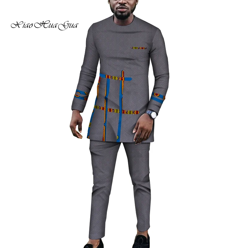 

In Stock 2 Pieces Set Men African Clothes African Suits Long Sleeve Shirt and Pants Set Men's Slim Fit Suits Wyn920-2XL-XH