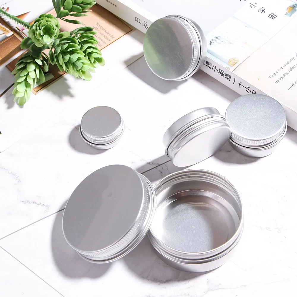 Small Tin Box Mini Metal Box Storage Pot Plain Refillable Bottle Container Screw Top Cosmetic Cream Storage Jars 5/10/15/30/50ml