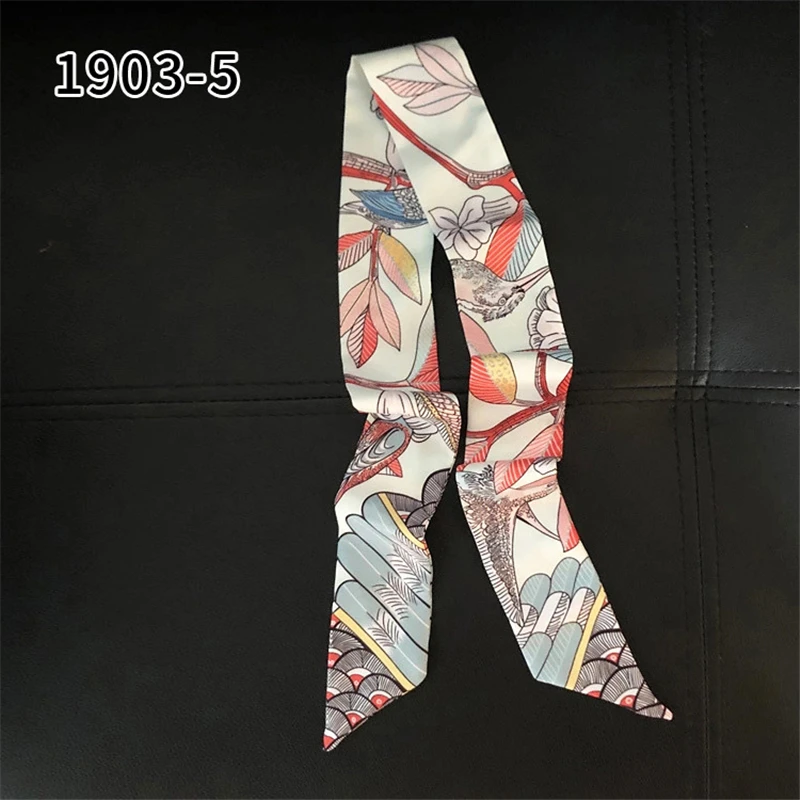 Bufanda de seda pequeña para mujer, accesorios para el cabello, Asa de bolso, banda para el pelo, Foulard de moda, nuevo diseño