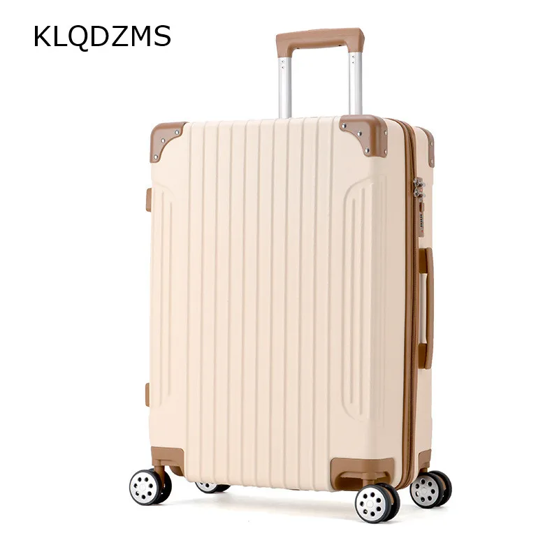 KLQDZMS 20’’22’’24’’26 Inch ABS Women\'s Personalized Trolley Luggage Bag Fashion Wheeled Suitcase Set Trolley College Style Hot