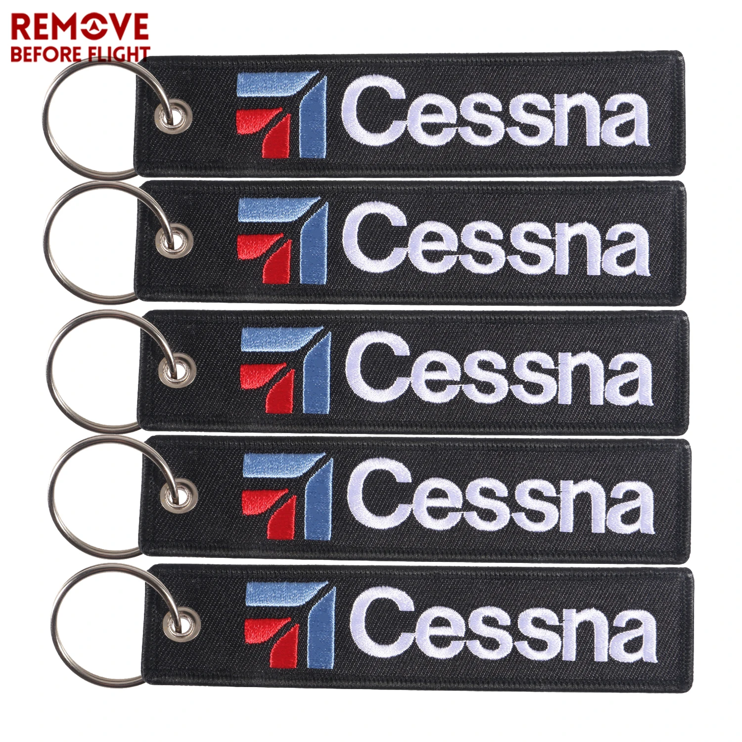 5 PCS Cessna Keychains Embroidery Jewelry Key Tag Label Fashion Keyrings Remove Before Flight Pilot Key Chain for Aviation Gifts