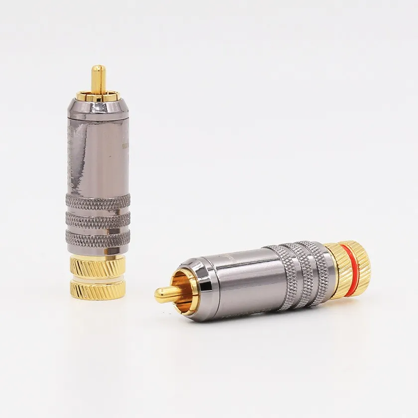 4 Pieces R1731 Hi-End Audio Gold Plated RCA Locking Plugs Audio Video Connectors