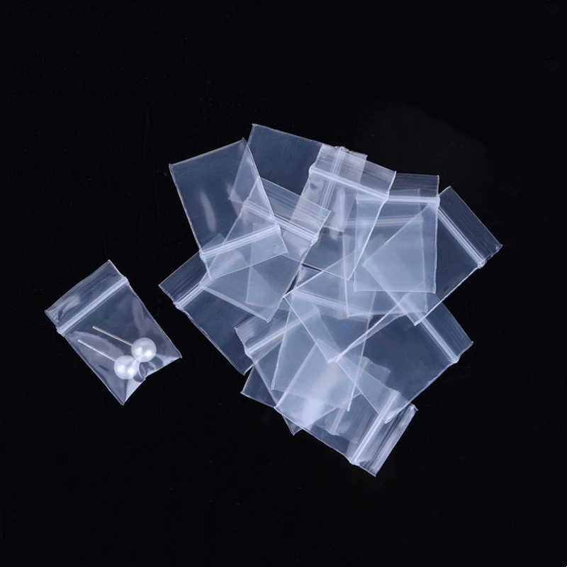 500 pieces of high transparent small plastic crystal gift jewelry ziplock bag, nail powder, metal bracelet beads, reclosable bag