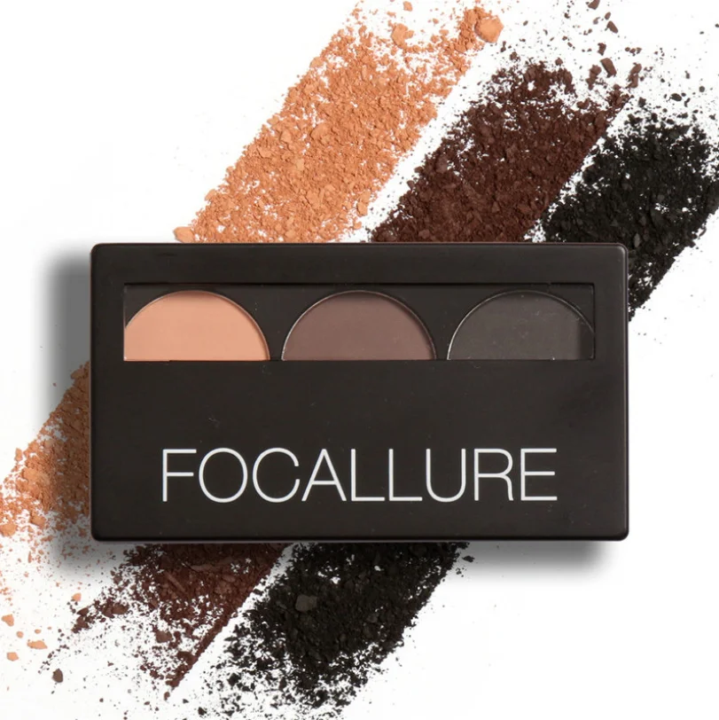 3 Color Waterproof Eye Shadow Eyebrow Powder Make Up Palette Women Beauty Cosmetic Eye Brow Makeup Kit Set by Focallure