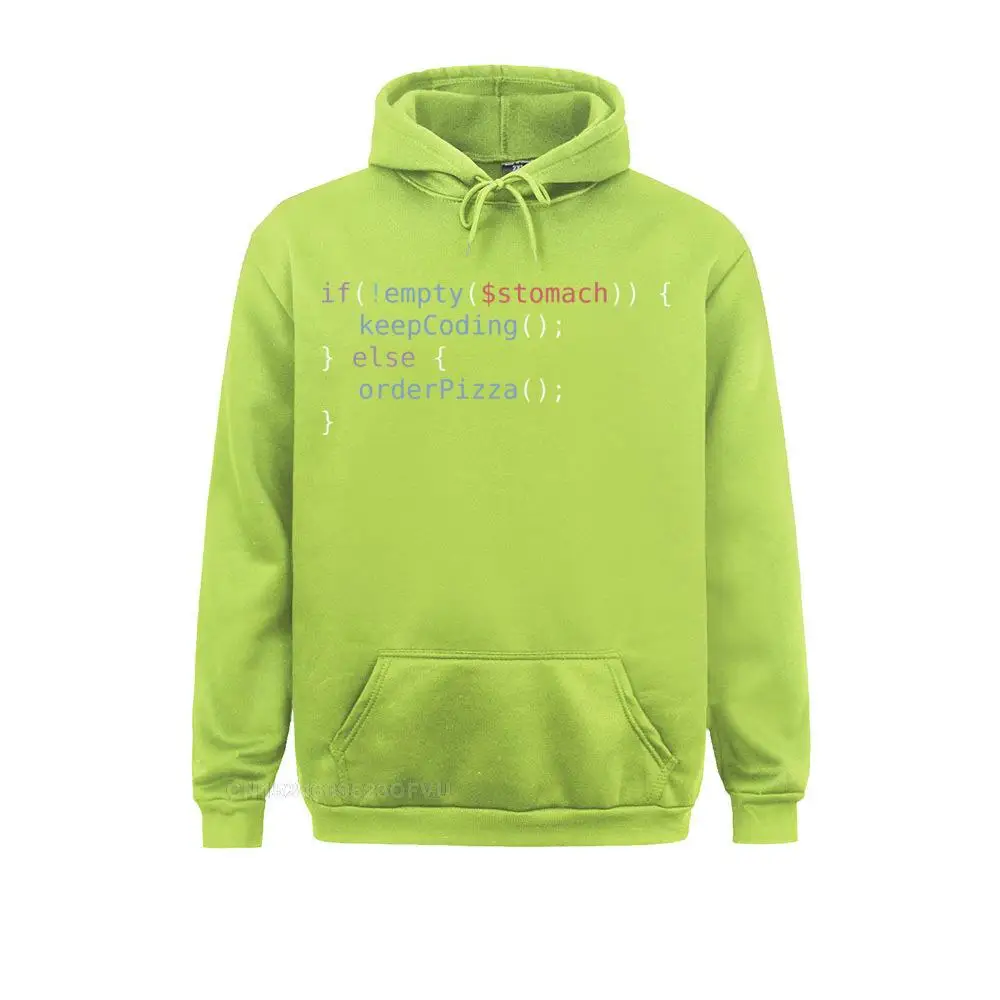 Coder com fome suéter para homem puro algodão vintage hoodie programação programador pizza código macaco oversized