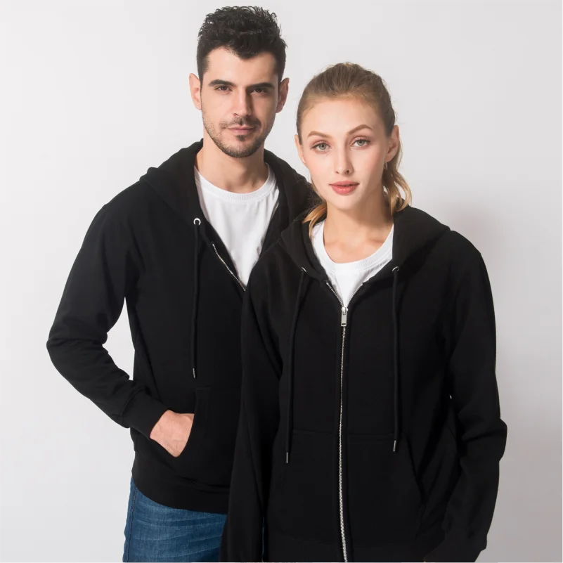 NSLP Zipper Hooded Cardigan Men's and Women's Same Couple Clothes Fall/Winter Solid Color Sweater Customized Personalized Logo