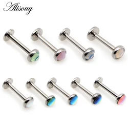 Alisouy 1pc Opal Labret Tragus Cartilage Earring 16G Punk CZ Zircon Round Tragus Lip Ring Monroe Ear Cartilage Earring Piercing