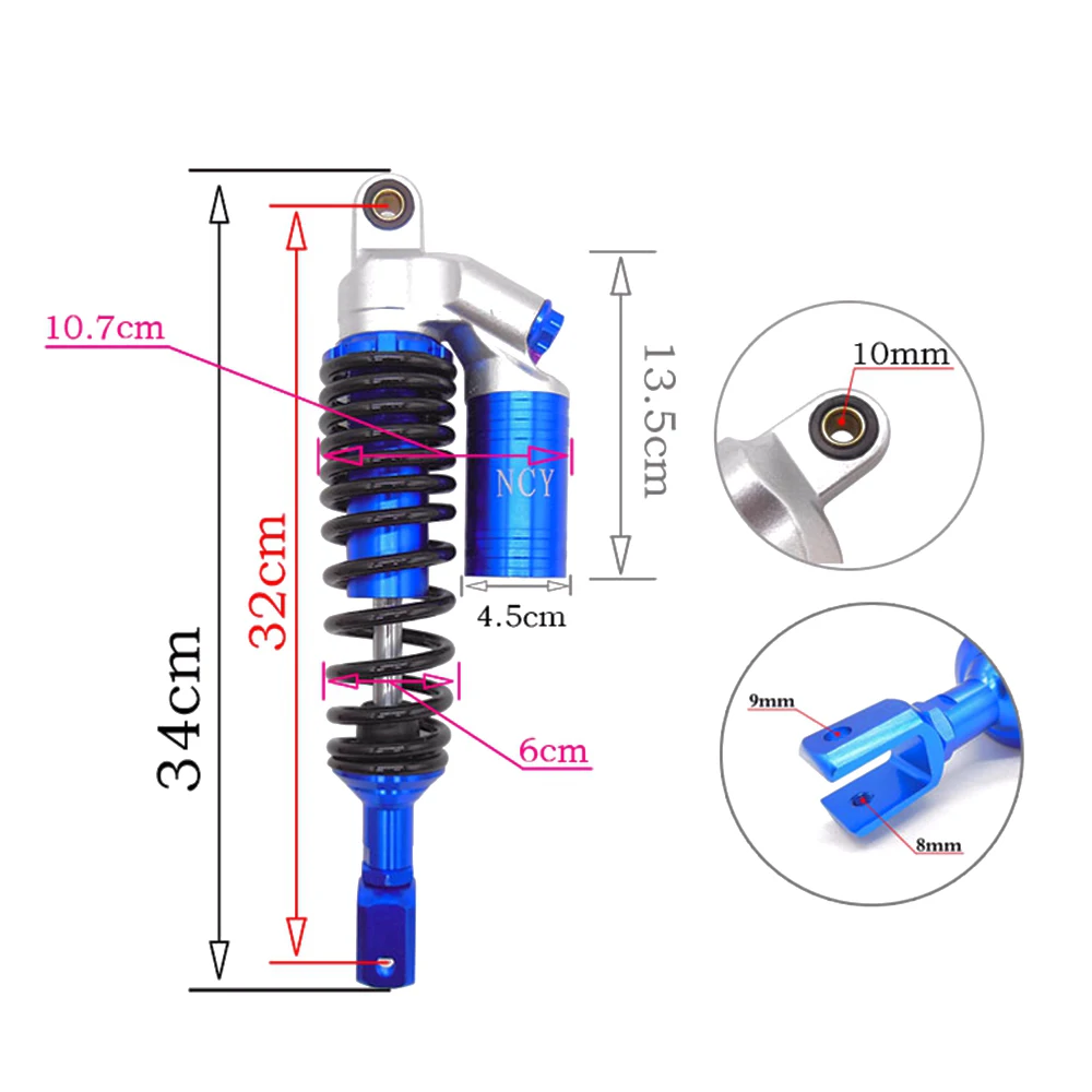 Universal 320mm Motorcycle Air Shock Absorber Rear Suspension For Yamaha Honda  Motor Scooter ATV Quad Dirt Bike