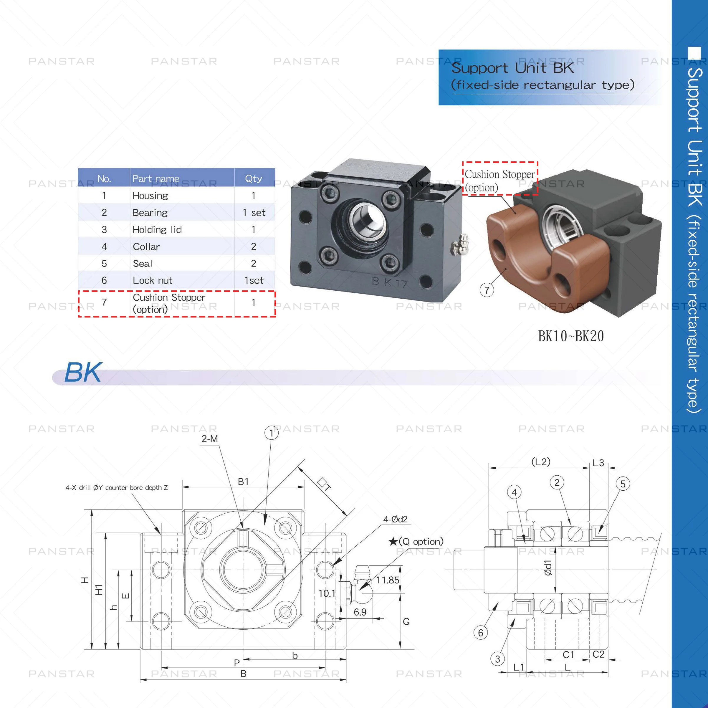 SYK Support Unit Professional BK10 BK12 BK15 BK17 BK20 BK25 BKBF Fixed-side C7 C5 C3 Ballscrew TBI SFU Ground Premium CNC Parts