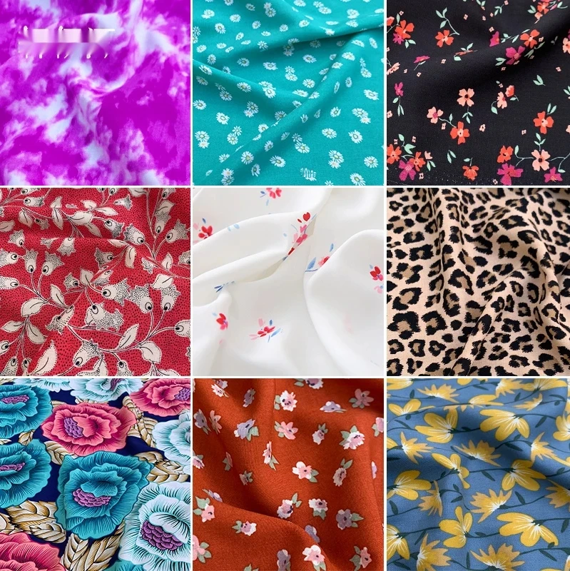 Leopard Floral Pure Cotton Fabric By The Meter Per for Dress Shirt Pants Clothing Cheongsam Summer Soft Flower Printed Textile