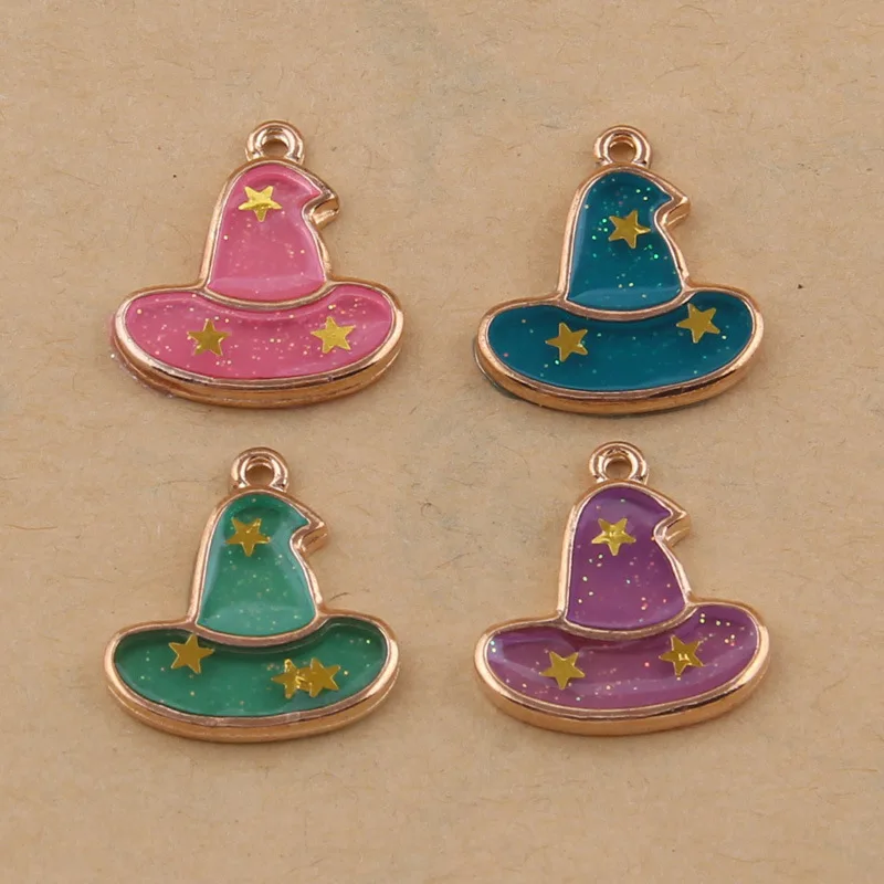 10pcs/Lot 16x20mm Enamel Plated Color Zinc Alloy Cowboy Hat Drop Oil Charms Pendant DIY Handmade Craft For Jewelry Making