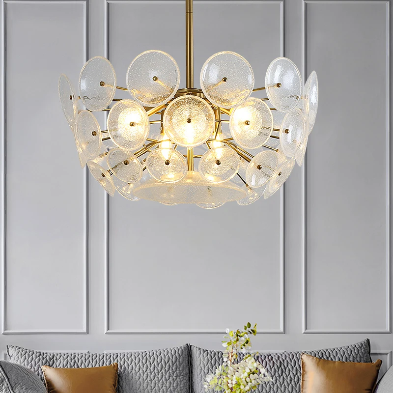 FKL Modern Glass Chandelier Bubble Semicircle Frosted Flying Saucer Glass Chandelier For Living room Bedroom Dining room Lights