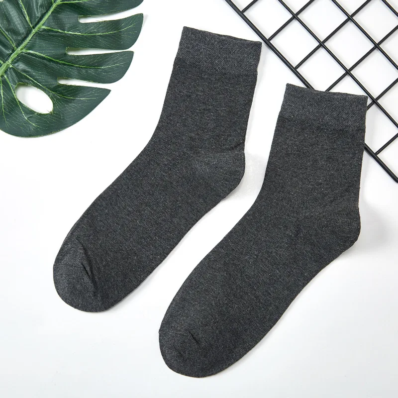 5pair  Men Business Socks Combed Cotton Absorption Sweat Leisure Solid Color Antibacterial Proof Damp Odor Plain coloured socks